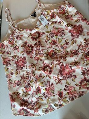torrid Sophie Storybook Floral Chiffon Cami in Blush and Rose w/neon accent